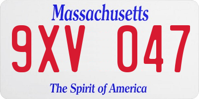 MA license plate 9XV047