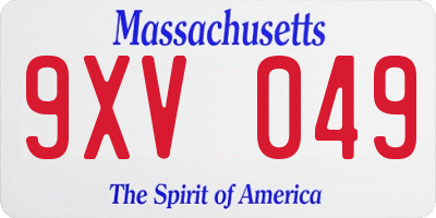 MA license plate 9XV049