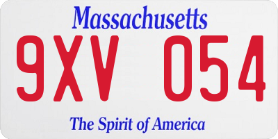 MA license plate 9XV054