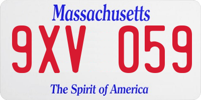 MA license plate 9XV059