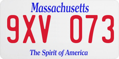 MA license plate 9XV073