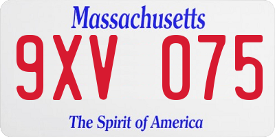 MA license plate 9XV075