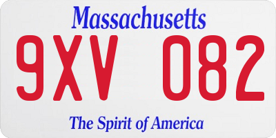 MA license plate 9XV082