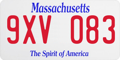 MA license plate 9XV083