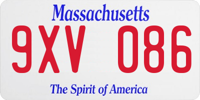 MA license plate 9XV086