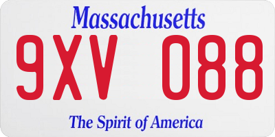 MA license plate 9XV088
