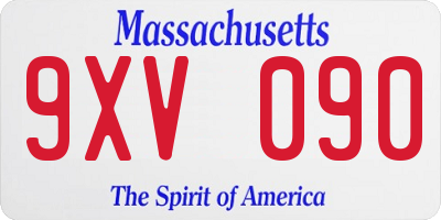 MA license plate 9XV090