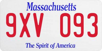 MA license plate 9XV093
