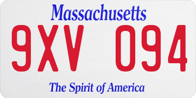 MA license plate 9XV094