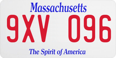 MA license plate 9XV096