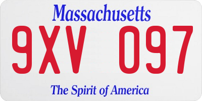 MA license plate 9XV097
