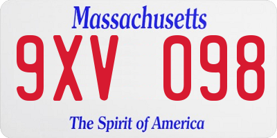MA license plate 9XV098