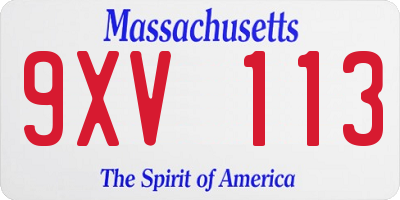 MA license plate 9XV113