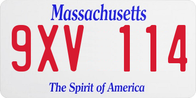 MA license plate 9XV114