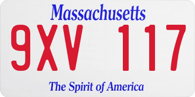 MA license plate 9XV117
