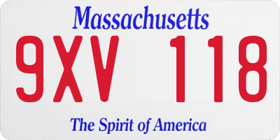 MA license plate 9XV118