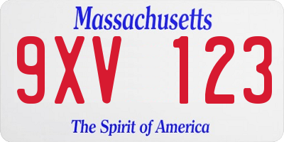 MA license plate 9XV123