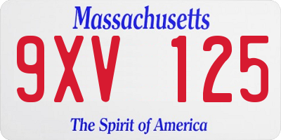 MA license plate 9XV125