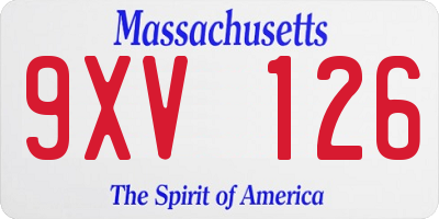 MA license plate 9XV126