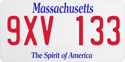 MA license plate 9XV133