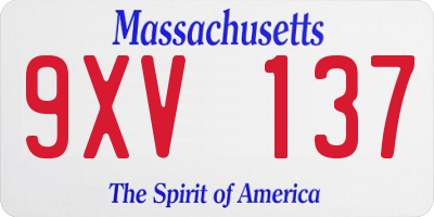 MA license plate 9XV137