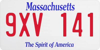 MA license plate 9XV141
