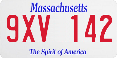 MA license plate 9XV142