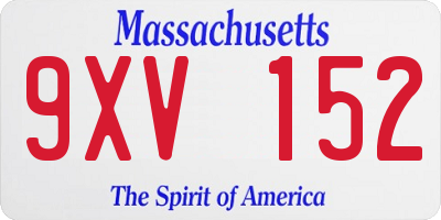 MA license plate 9XV152