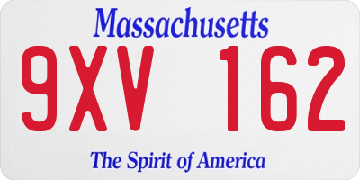 MA license plate 9XV162
