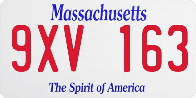 MA license plate 9XV163