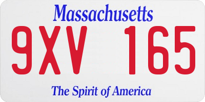 MA license plate 9XV165