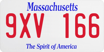 MA license plate 9XV166