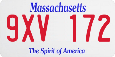 MA license plate 9XV172