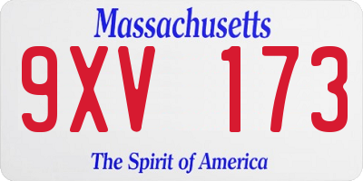 MA license plate 9XV173