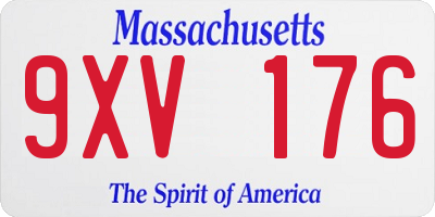 MA license plate 9XV176