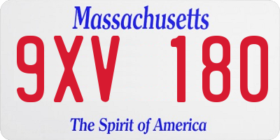 MA license plate 9XV180
