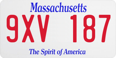 MA license plate 9XV187