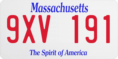 MA license plate 9XV191