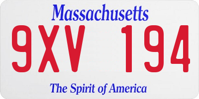 MA license plate 9XV194
