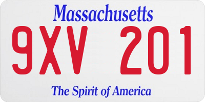 MA license plate 9XV201
