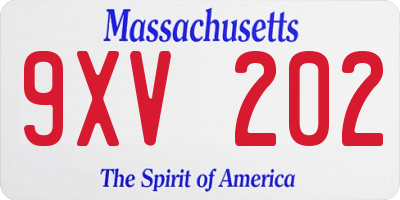 MA license plate 9XV202
