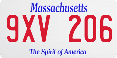 MA license plate 9XV206