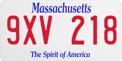 MA license plate 9XV218