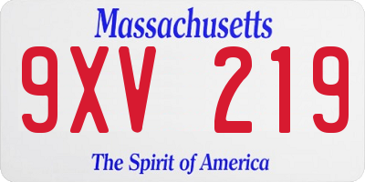 MA license plate 9XV219