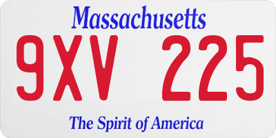 MA license plate 9XV225