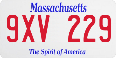 MA license plate 9XV229