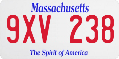 MA license plate 9XV238