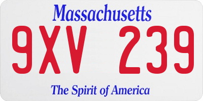 MA license plate 9XV239