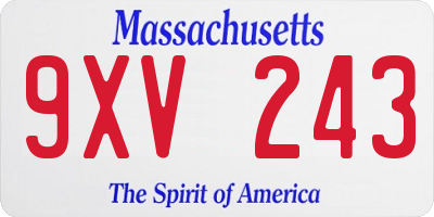 MA license plate 9XV243