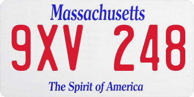 MA license plate 9XV248